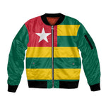 Togolese Independence Day Sleeve Zip Bomber Jacket Flag Style