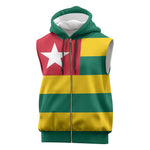 Togolese Independence Day Sleeveless Zip Hoodie Flag Style - African Pride
