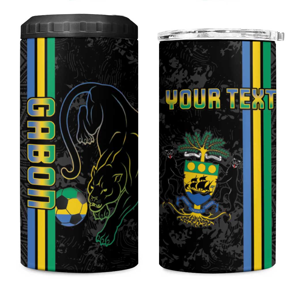 Custom Gabon Football 4 in 1 Can Cooler Tumbler Go Champions - Black Ver