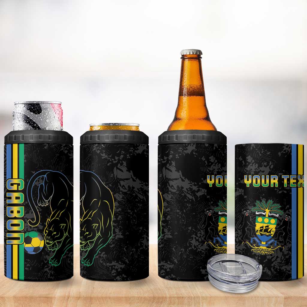 Custom Gabon Football 4 in 1 Can Cooler Tumbler Go Champions - Black Ver