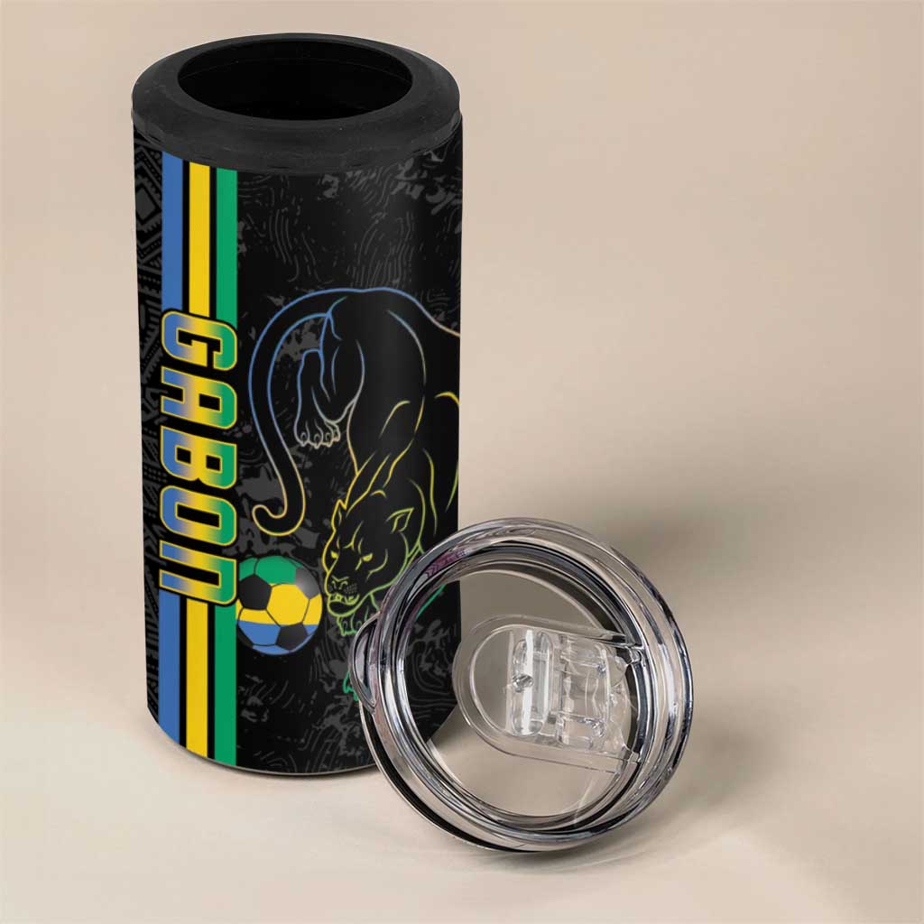Custom Gabon Football 4 in 1 Can Cooler Tumbler Go Champions - Black Ver