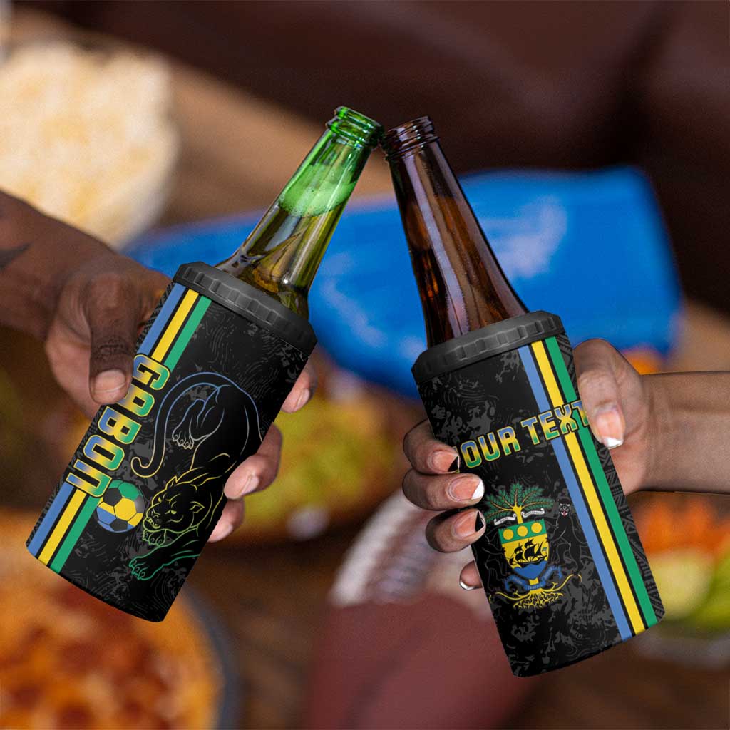 Custom Gabon Football 4 in 1 Can Cooler Tumbler Go Champions - Black Ver
