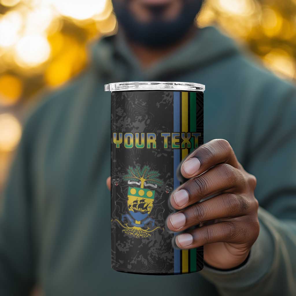 Custom Gabon Football 4 in 1 Can Cooler Tumbler Go Champions - Black Ver