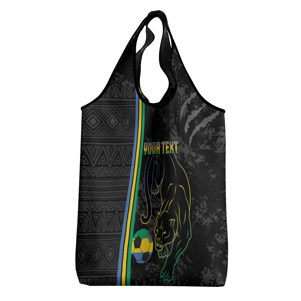 Custom Gabon Football Grocery Bag Go Champions - Black Ver