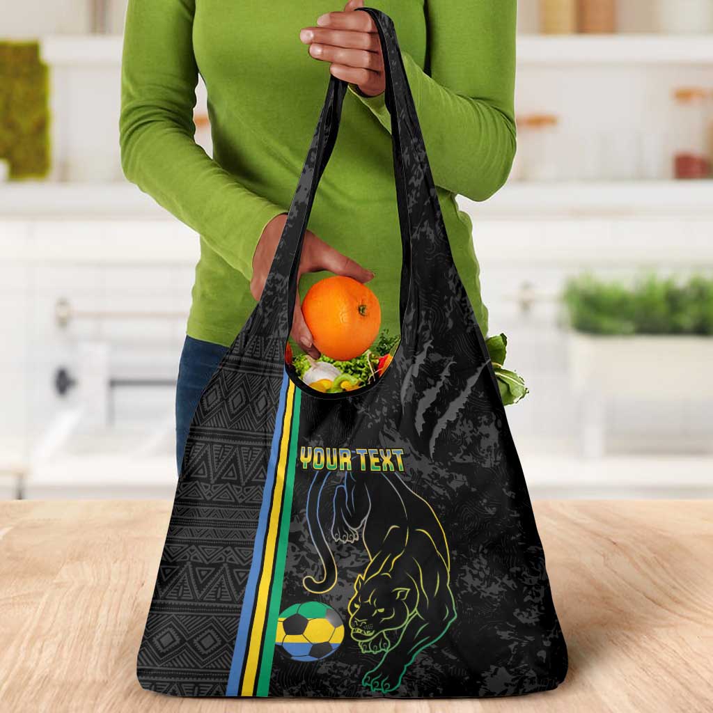 Custom Gabon Football Grocery Bag Go Champions - Black Ver