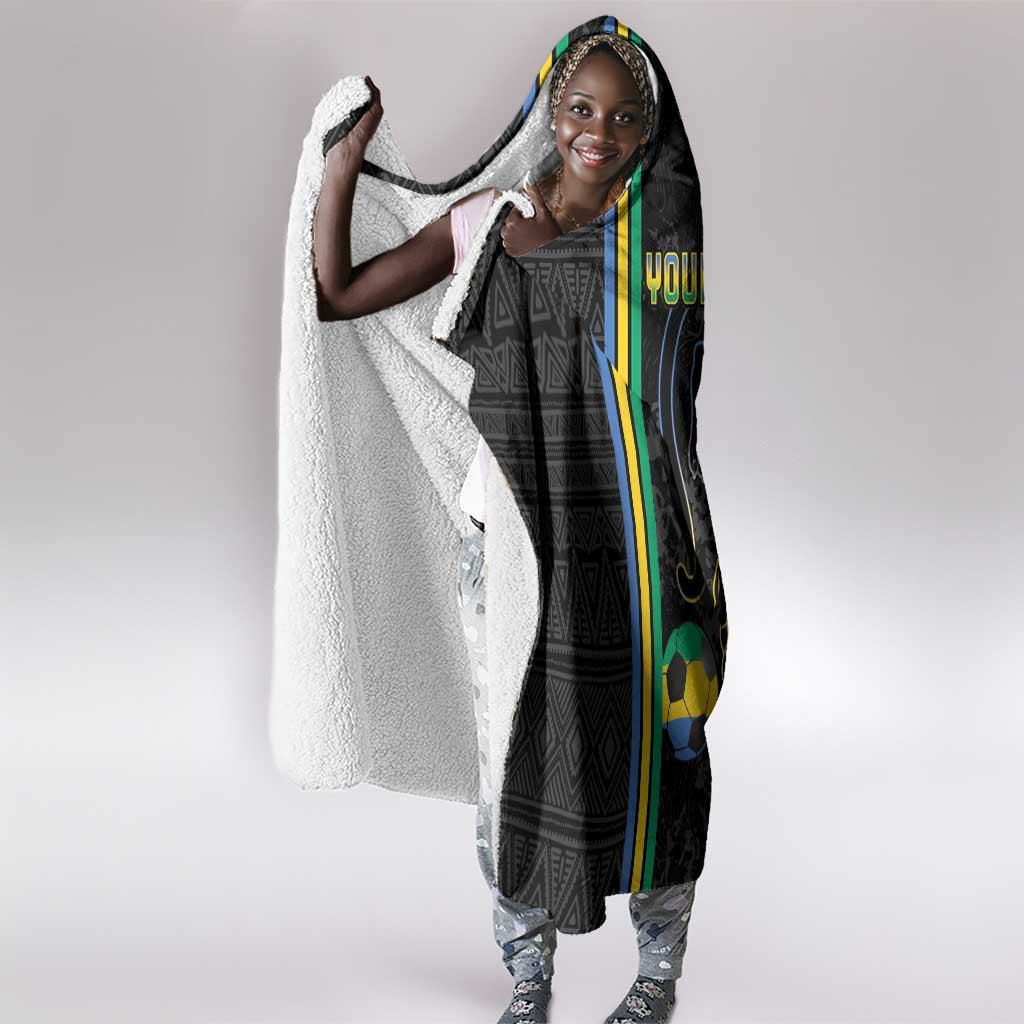Custom Gabon Football Hooded Blanket Go Champions - Black Ver