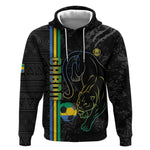 Custom Gabon Football Hoodie Go Champions - Black Ver