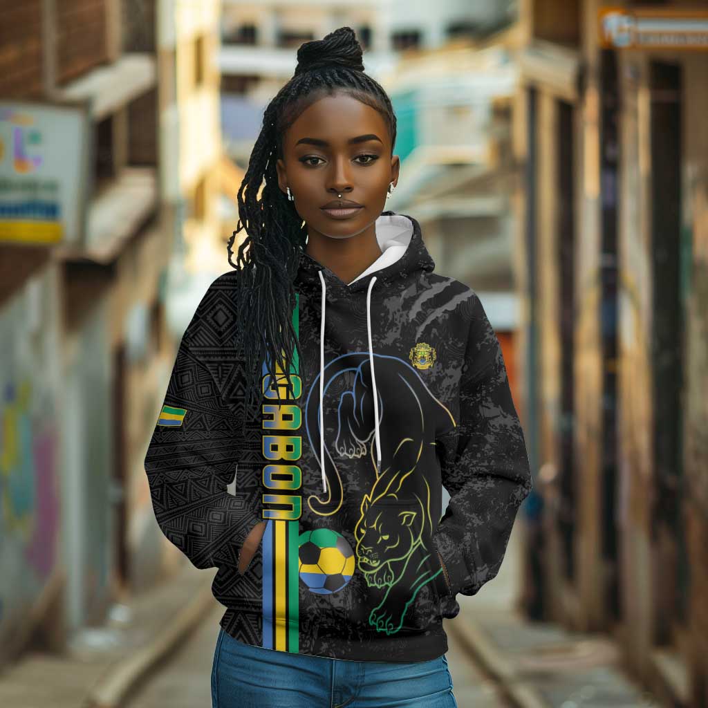 Custom Gabon Football Hoodie Go Champions - Black Ver