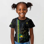 Custom Gabon Football Kid T shirt Go Champions - Black Ver