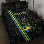 Custom Gabon Football Quilt Bed Set Go Champions - Black Ver