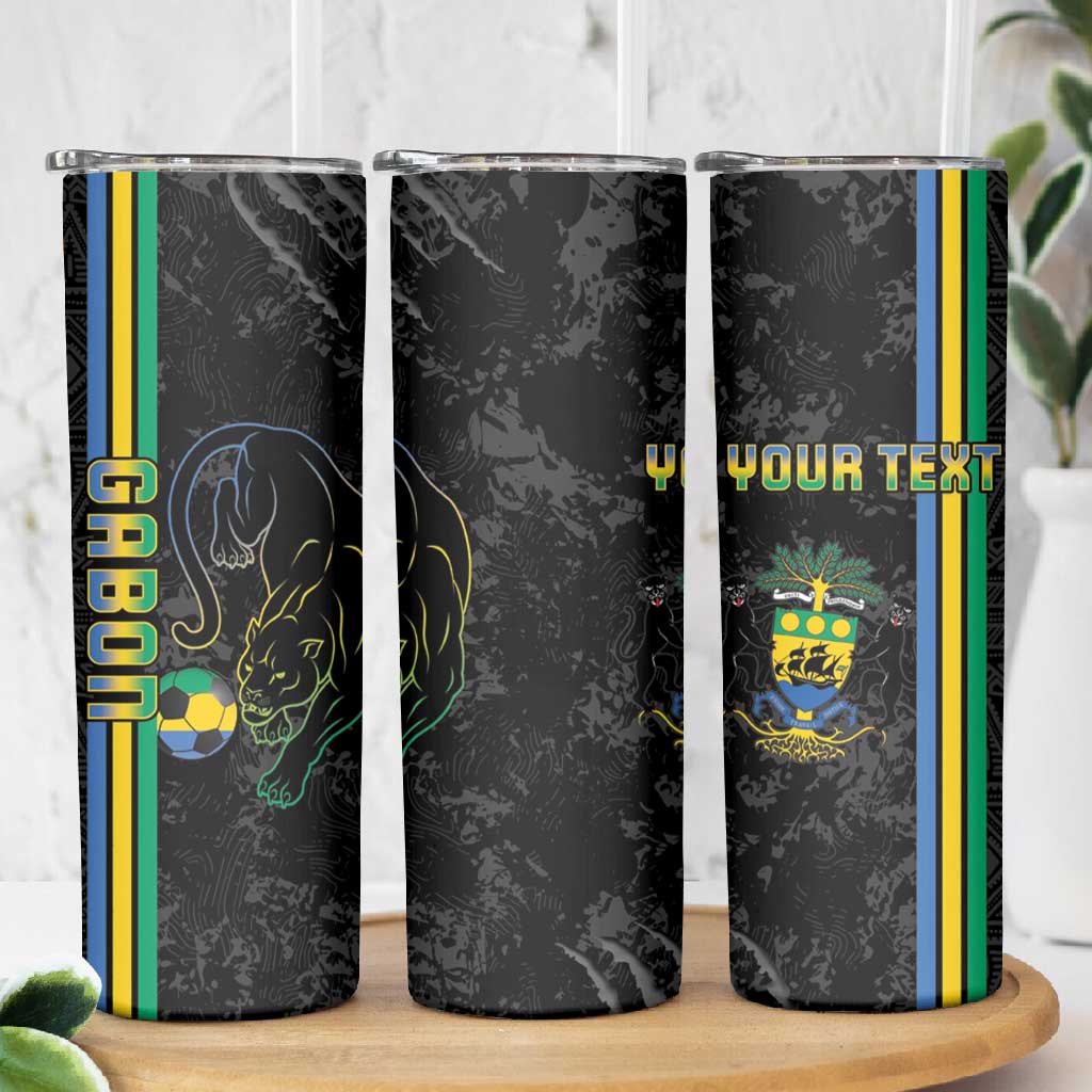 Custom Gabon Football Skinny Tumbler Go Champions - Black Ver