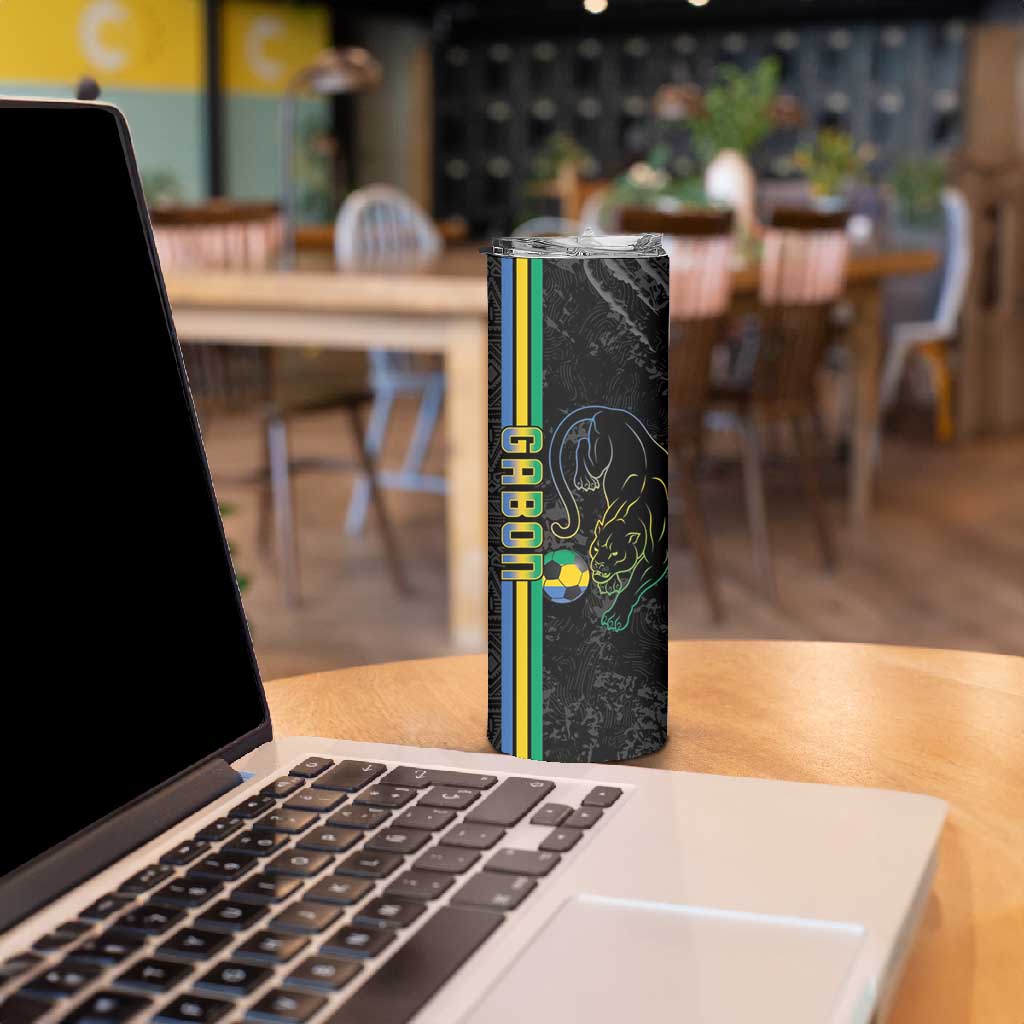 Custom Gabon Football Skinny Tumbler Go Champions - Black Ver