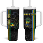 Custom Gabon Football Tumbler With Handle Go Champions - Black Ver