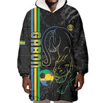 Custom Gabon Football Wearable Blanket Hoodie Go Champions - Black Ver