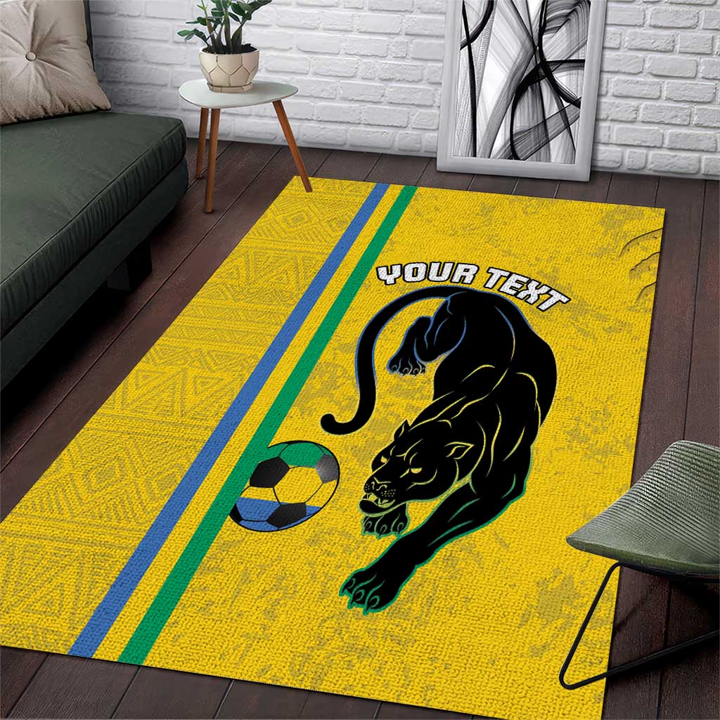 Custom Gabon Football Area Rug Go Champions - Yellow Ver