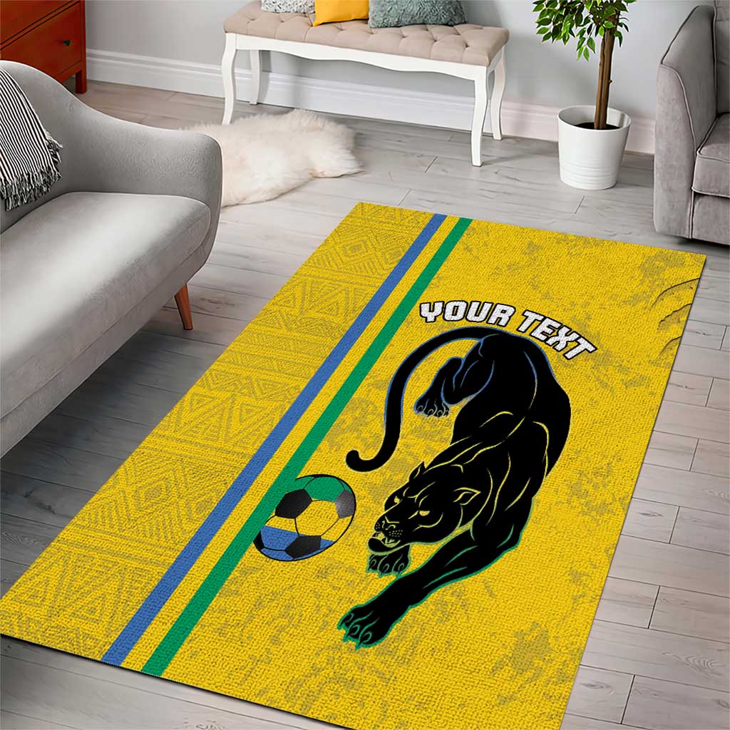 Custom Gabon Football Area Rug Go Champions - Yellow Ver
