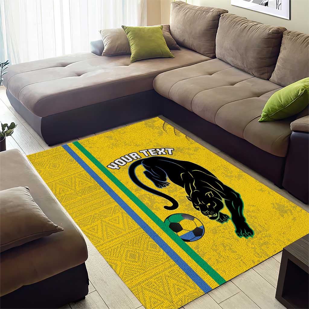 Custom Gabon Football Area Rug Go Champions - Yellow Ver