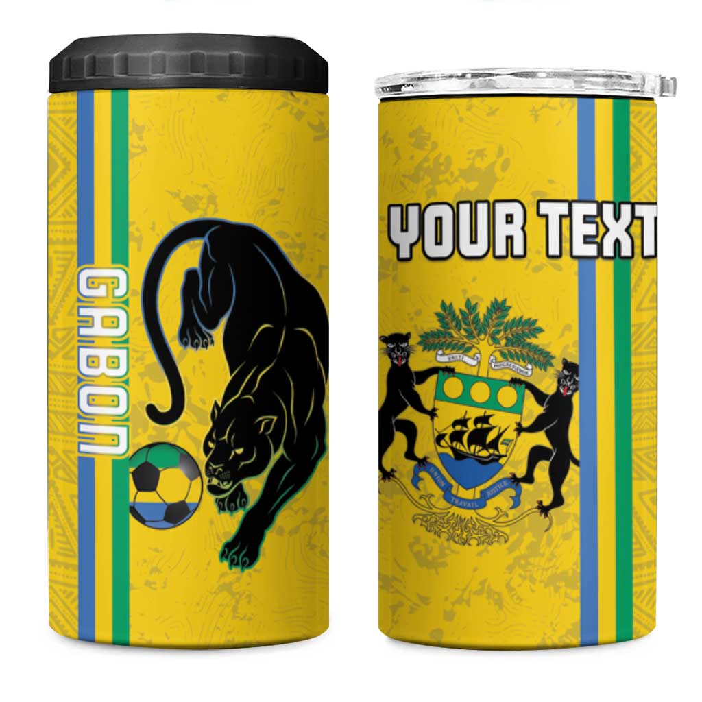 Custom Gabon Football 4 in 1 Can Cooler Tumbler Go Champions - Yellow Ver