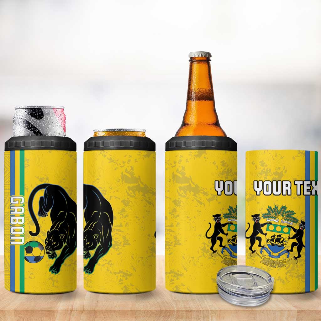 Custom Gabon Football 4 in 1 Can Cooler Tumbler Go Champions - Yellow Ver