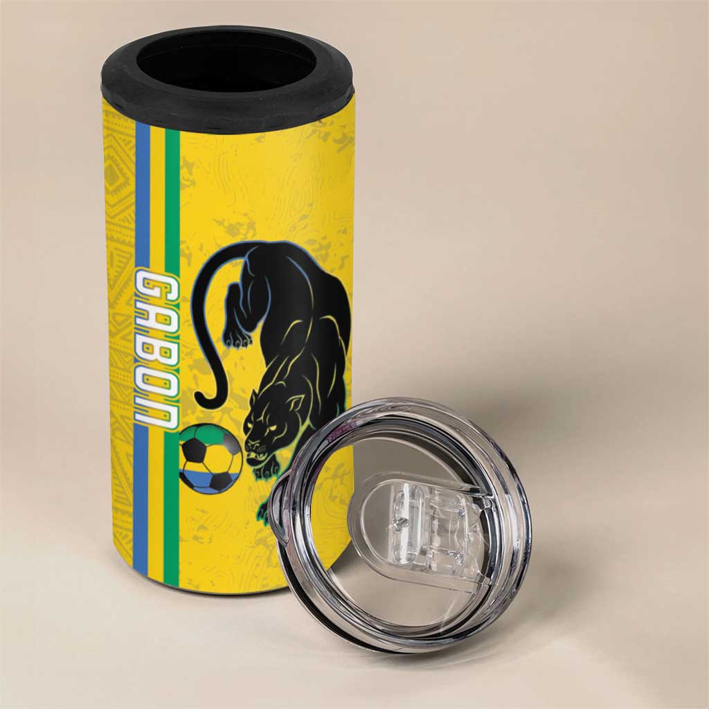 Custom Gabon Football 4 in 1 Can Cooler Tumbler Go Champions - Yellow Ver