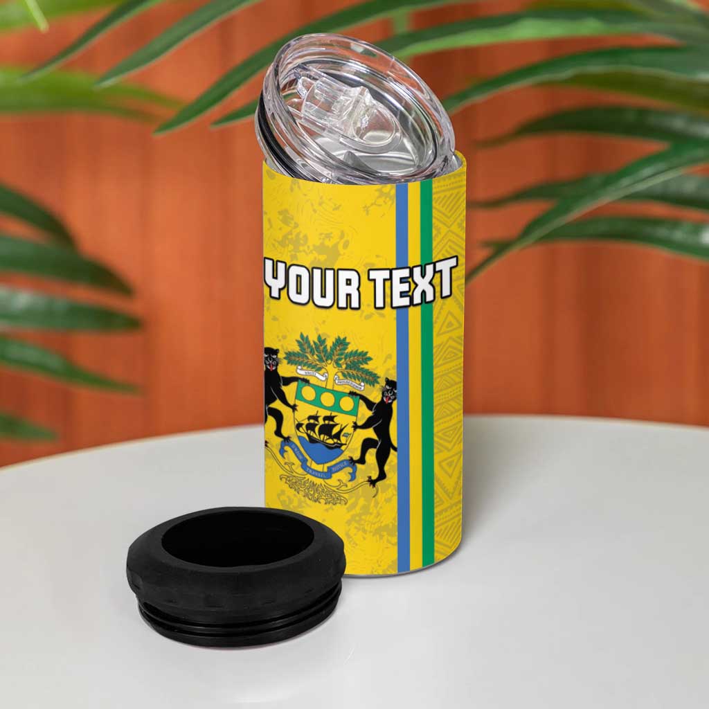 Custom Gabon Football 4 in 1 Can Cooler Tumbler Go Champions - Yellow Ver
