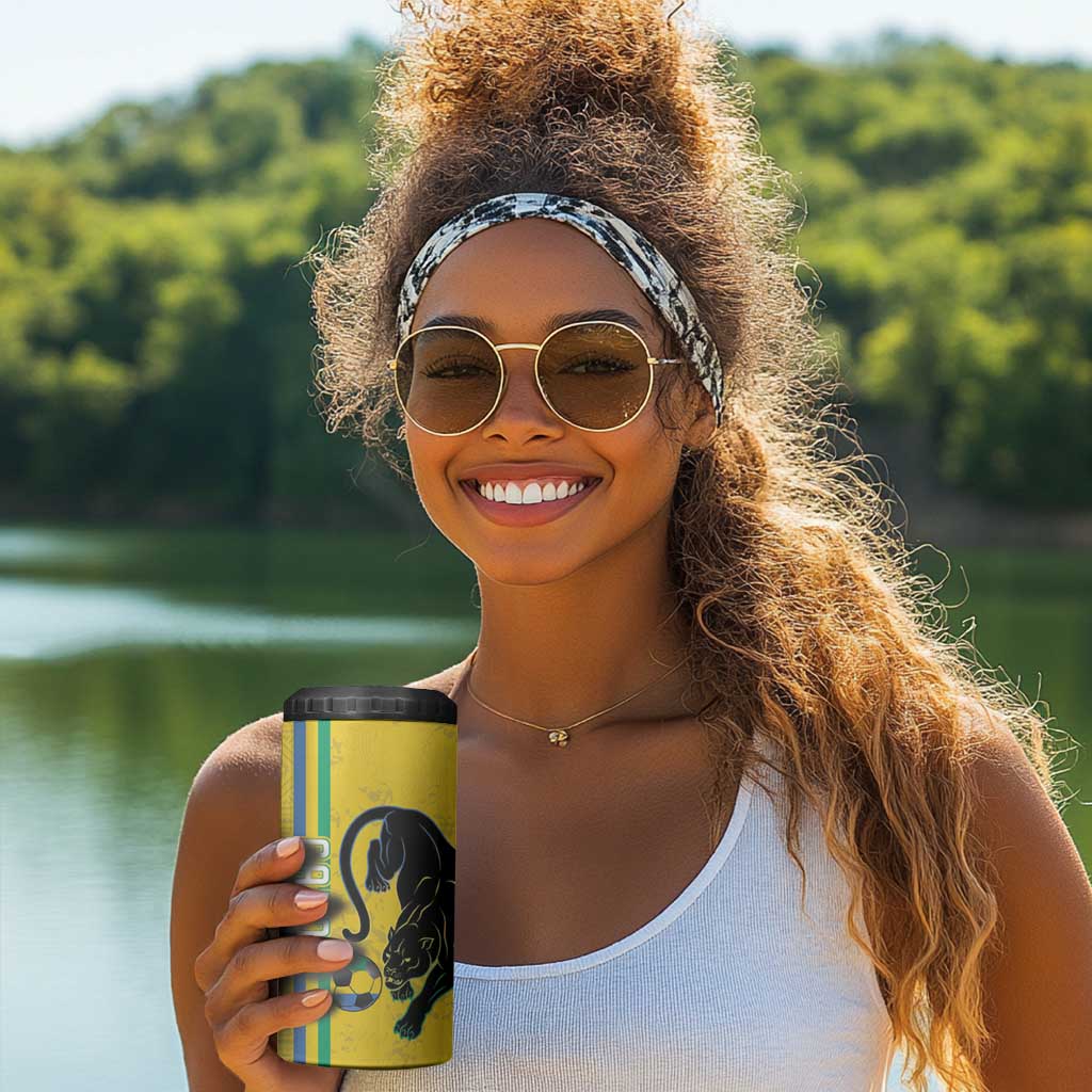 Custom Gabon Football 4 in 1 Can Cooler Tumbler Go Champions - Yellow Ver