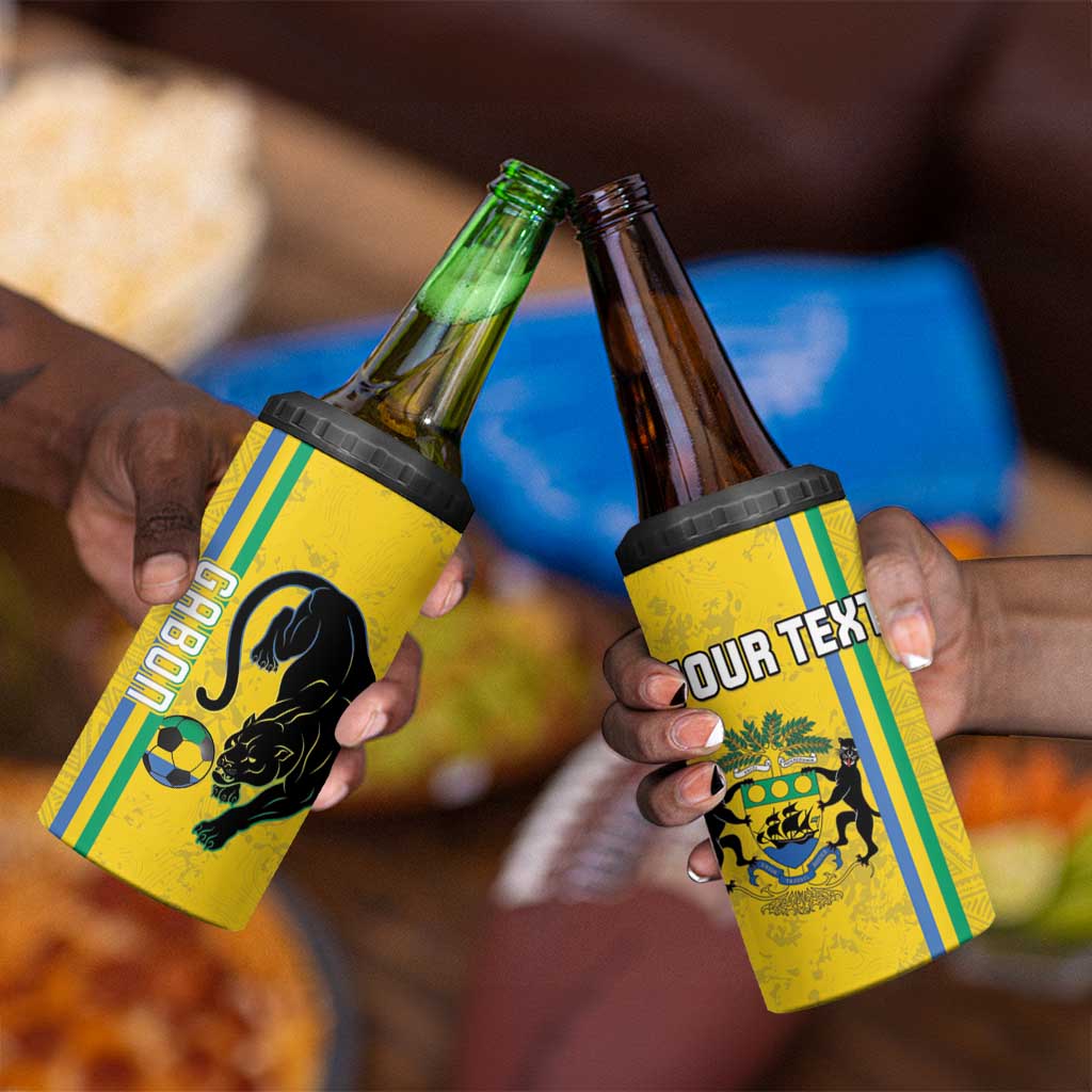 Custom Gabon Football 4 in 1 Can Cooler Tumbler Go Champions - Yellow Ver
