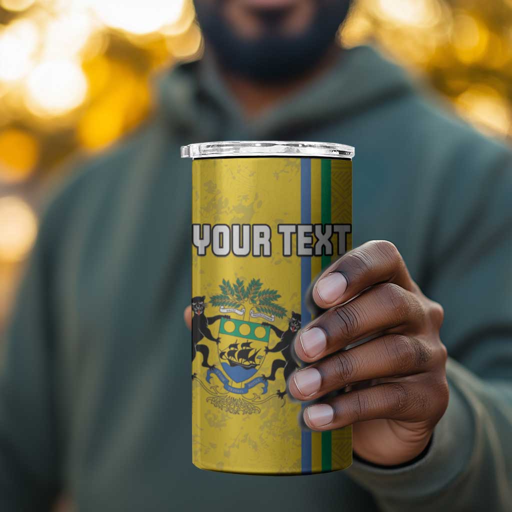 Custom Gabon Football 4 in 1 Can Cooler Tumbler Go Champions - Yellow Ver