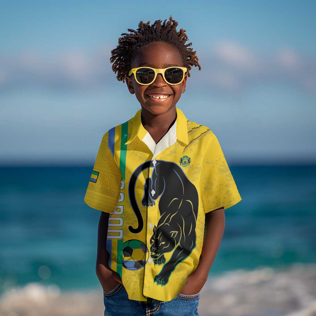 Custom Gabon Football Kid Hawaiian Shirt Go Champions - Yellow Ver