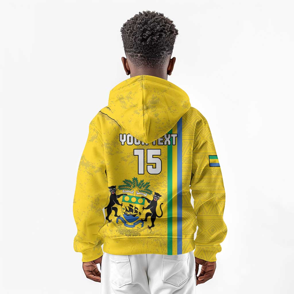 Custom Gabon Football Kid Hoodie Go Champions - Yellow Ver