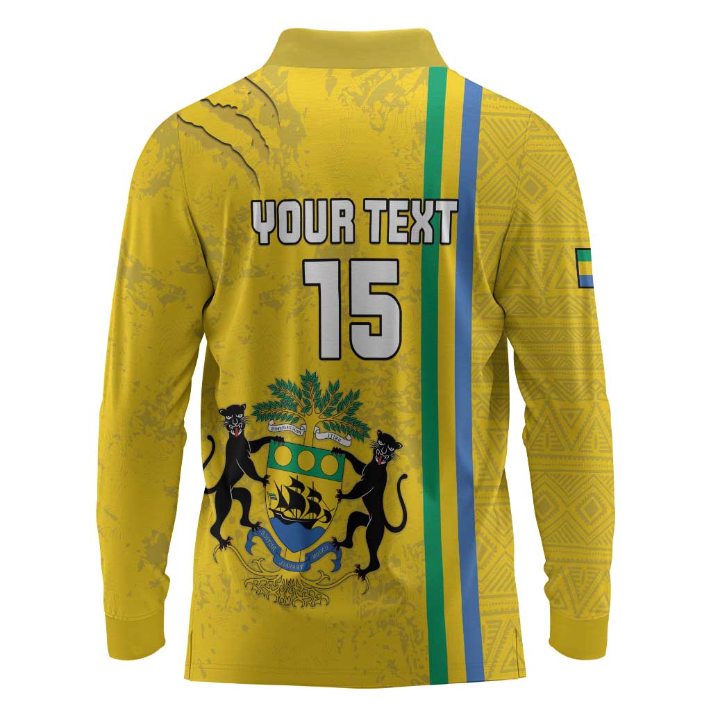 Custom Gabon Football Long Sleeve Polo Shirt Go Champions - Yellow Ver