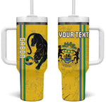 Custom Gabon Football Tumbler With Handle Go Champions - Yellow Ver