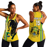 Custom Gabon Football Women Racerback Tank Go Champions - Yellow Ver