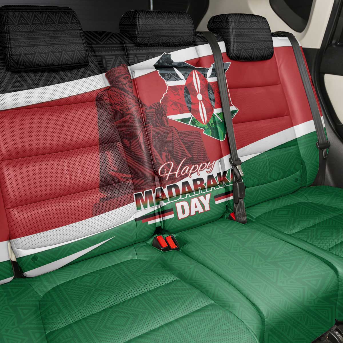 Kenya Madaraka Day Back Car Seat Cover Jomo Kenyatta With Map
