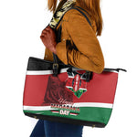 Kenya Madaraka Day Leather Tote Bag Jomo Kenyatta With Map