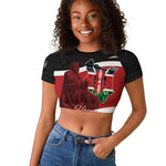 Kenya Madaraka Day Raglan Cropped T shirt Jomo Kenyatta With Map
