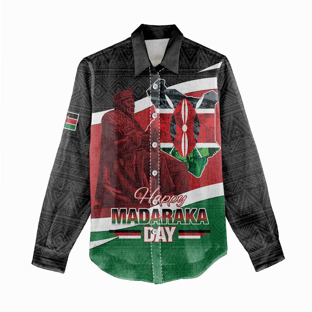Kenya Madaraka Day Women Casual Shirt Jomo Kenyatta With Map