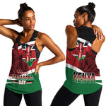 Kenya Madaraka Day Women Racerback Tank Jomo Kenyatta With Map