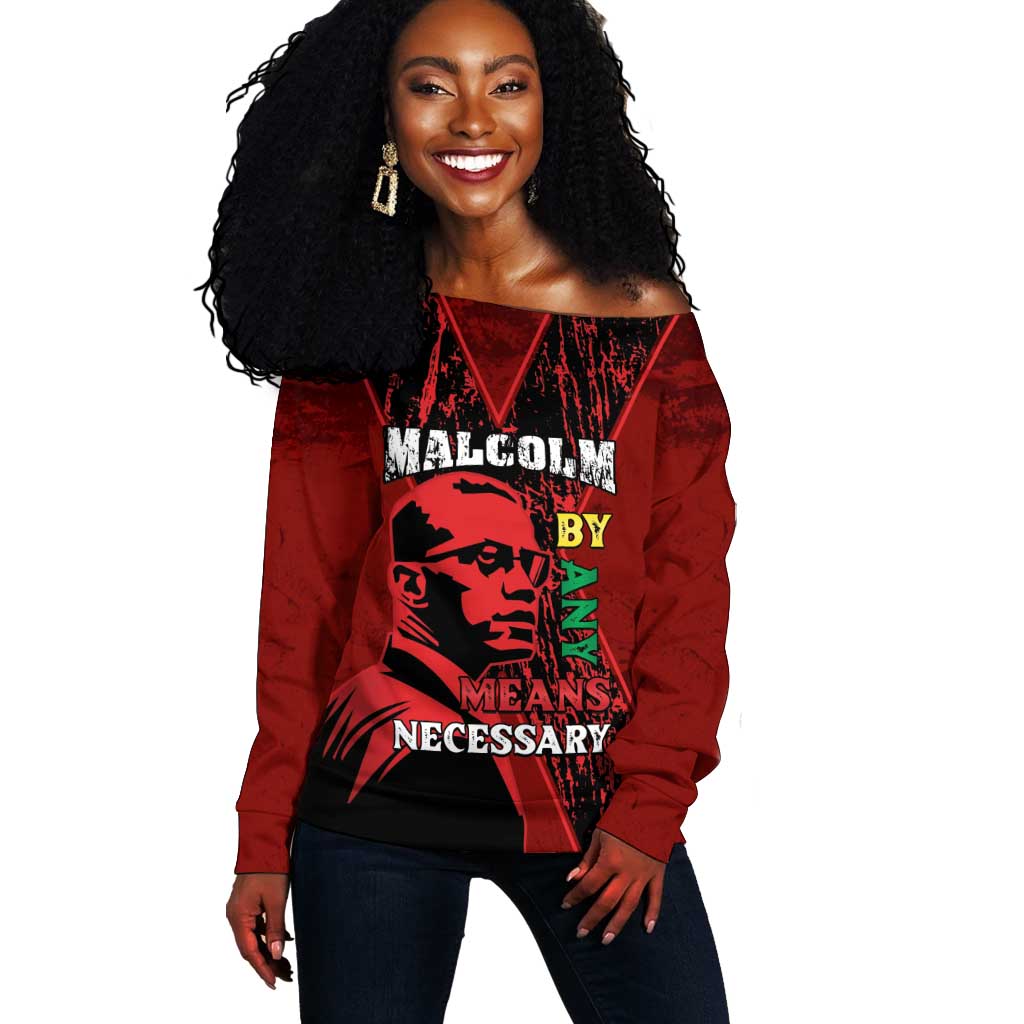 Malcolm X By Any Means Necessary Off Shoulder Sweater Retro Style