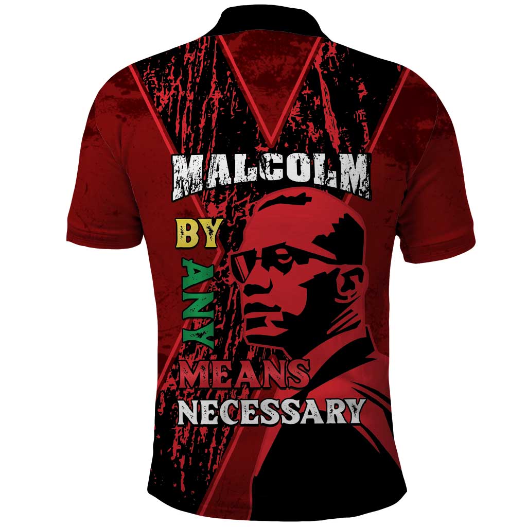Malcolm X By Any Means Necessary Polo Shirt Retro Style