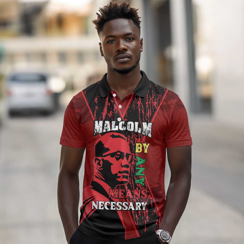 Malcolm X By Any Means Necessary Polo Shirt Retro Style