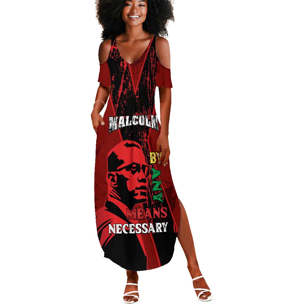 Malcolm X By Any Means Necessary Summer Maxi Dress Retro Style by AfricanPride Malcolm X By Any Means Necessary Summer Maxi Dress Retro Style by AfricanPride