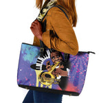 Satchmofest What a Wonderful World Leather Tote Bag King Of Jazz SummerFest - African Pride