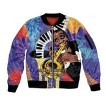 Satchmofest What a Wonderful World Sleeve Zip Bomber Jacket King Of Jazz SummerFest - African Pride