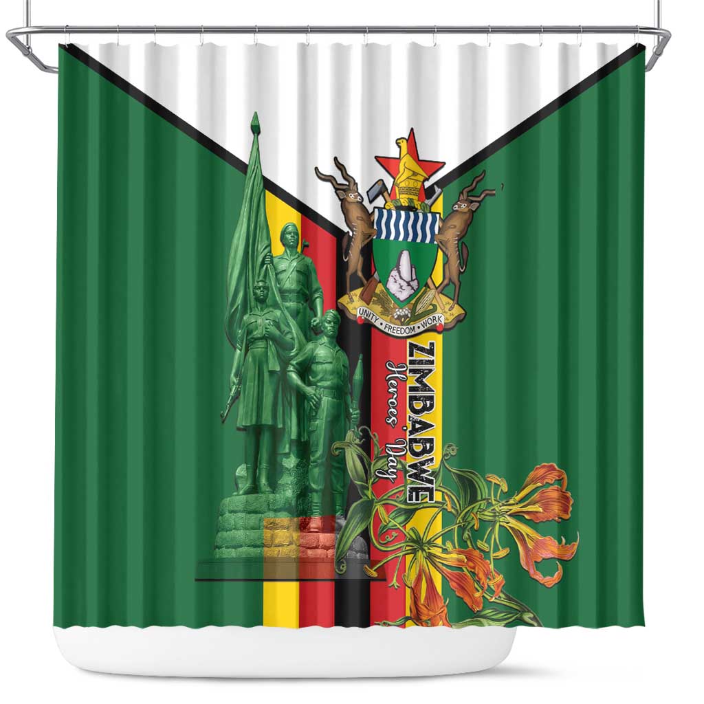 Zimbabwe Heroes' Day Shower Curtain Nyika yeZimbabwe Monument - Coat Of Arms - African Pride