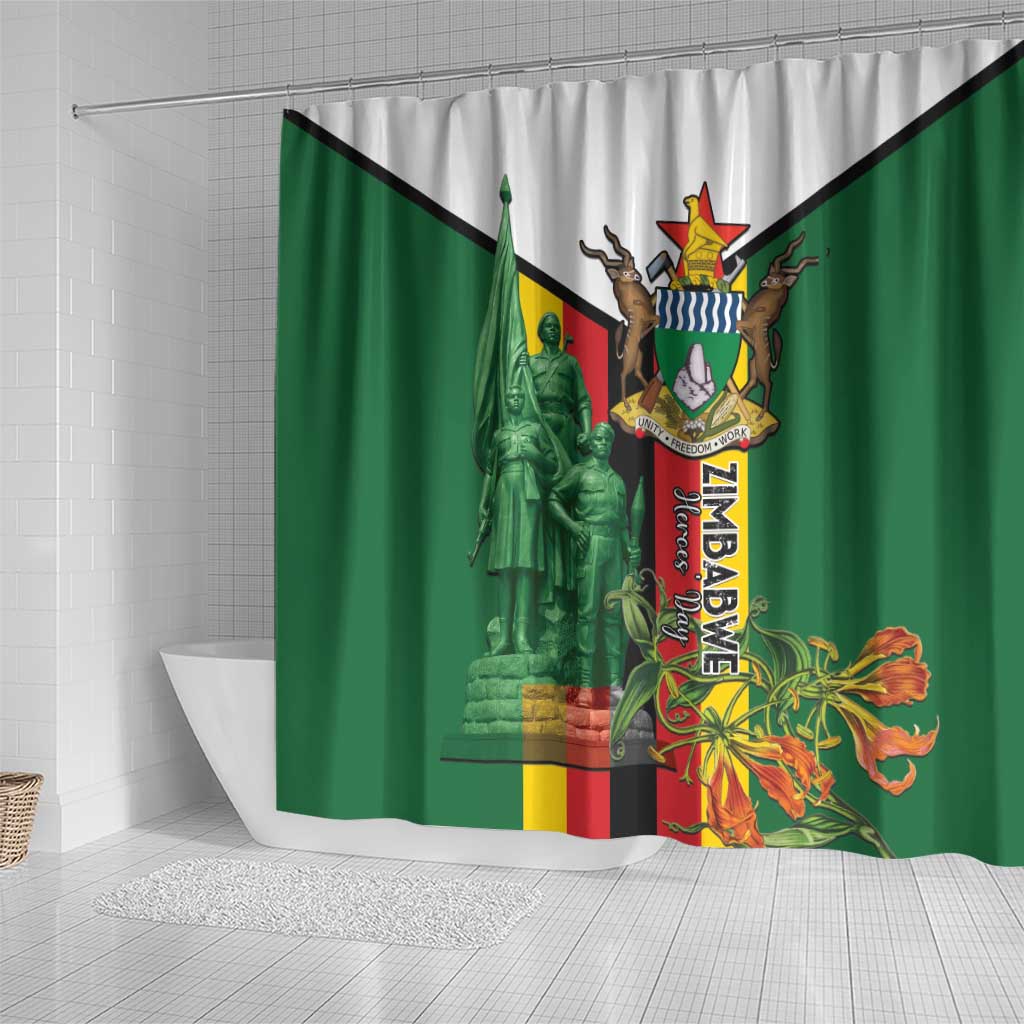 Zimbabwe Heroes' Day Shower Curtain Nyika yeZimbabwe Monument - Coat Of Arms - African Pride