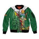 Personalized Zimbabwe Heroes' Day Sleeve Zip Bomber Jacket Nyika yeZimbabwe Monument - Coat Of Arms - African Pride