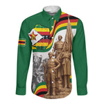 Happy Heroes Day Zimbabwe Long Sleeve Button Shirt Unity Freedom Work - African Pride