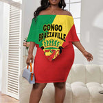 Personalized Republique du Congo Off Shoulder Short Dress Coat Of Arms African Pattern - African Pride