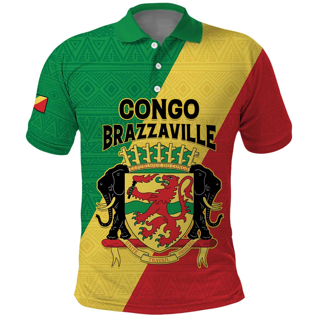 Personalized Republique du Congo Polo Shirt Coat Of Arms African Pattern - African Pride